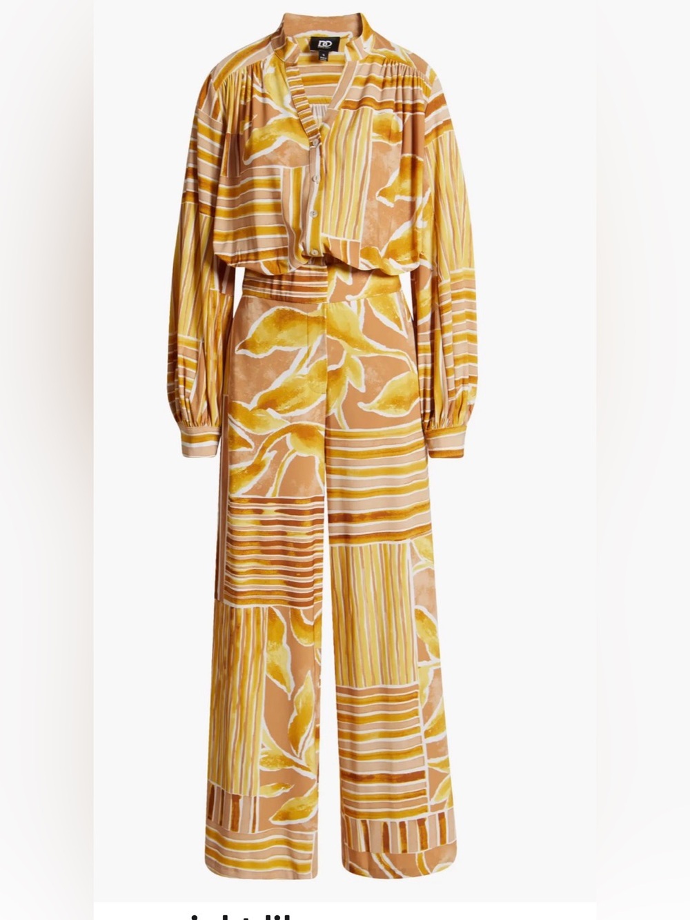 NWT Dee Ocleppo Wide-Leg Jumpsuit in Mustard-S